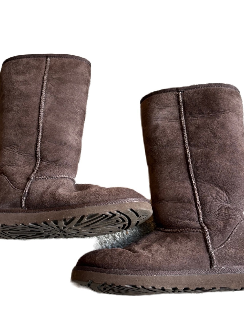 UGG Brown Suede Classic Tall Boots Sz 8 Chocolate Brown Fur Lined